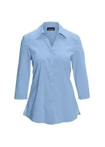 Hemdbluse GOLDNER "Stretchbequeme Bluse mit Baumwolle", Damen, Gr. 48, blau (bleu), Obermaterial: 65% Baumwolle CO. 31% Polyamid PA. 4% Elasthan EL., Business, Manschette, Blusen Hemdbluse, Bequemer 3/4-&Auml;rmel mit Blende und Schlitz