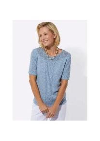 Classic Dog Rundhalspullover CLASSIC "Ajour-Pullover", Damen, Gr. 40, himmelblau, ecru, meliert, 65% Baumwolle, 35% Polyacryl, meliert, Pullover Rundhalspullover