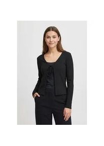 Strickjacke Pieces "PCKITTE LS TIE CARDIGAN JRS NOOS BC", Damen, Gr. M, schwarz, Strick, Obermaterial: 95% Baumwolle, 5% Elasthan, unifarben, figurbetont normal, V-Ausschnitt, Strickjacken Strickjacke, mit Bindeband