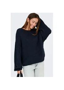 Jacqueline de Yong V-Ausschnitt-Pullover JDY "JDYDINEA L/S REVERSIBLE PULLOV. KNT NOOS", Damen, Gr. XS, blau (total eclipse), Strick, Obermaterial: 80% Polyacryl, 20% Polyester, unifarben, loose fit h&uuml;ftlang, V-Ausschnitt, weit Strickb&uuml;ndchen, Pullover, Kunstfaser, regular fit