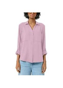 Langarmbluse QS, Damen, Gr. 38, light pink, Web, Obermaterial: 100% Polyester, unifarben, tailliert h&uuml;ftbedeckend, V-Ausschnitt, mit Knopf krempelbar,mit Kn&ouml;pfen, Blusen, mit Knopfleiste und Brusttaschen