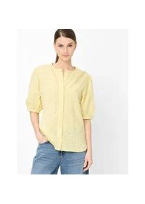 Kurzarmbluse Brax "Style VEA", Damen, Gr. 46, gelb, Web, 100% Baumwolle, Rundhals, Blusen