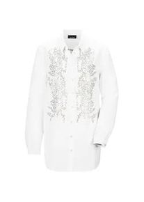 Hemdbluse GOLDNER "Wei&szlig;e elegante Bluse aus Leinen", Damen, Gr. 54, wei&szlig; (cremewei&szlig;), Obermaterial: 55% Leinen LI. 45% Viskose CV., gerade, Manschette, Blusen Hemdbluse, Paillettenstickerei