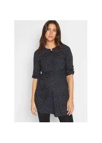 Umstandskleid bonprix, Damen, Gr. 44, N-Gr, blau (dunkelblau, wei&szlig; gepunktet), Obermaterial: 100% Viskose, loose fit, Kleider, aus Viskose, Loose Fit, mit Knopfleiste, mit abnehmbarem Bindeband