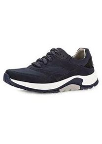 Keilsneaker Gabor ROLLINGSOFT, Herren, Gr. 7 (40,5), blau (marine), Mesh, Veloursleder, Schuhe, Freizeitschuh, Halbschuh, Schn&uuml;rschuh mit Wechselfu&szlig;bett, Weite G