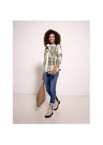 Fleeceshirt Casual Looks "Fleece-Bluse", Damen, Gr. 44, blau (champagner, taubenblau, kariert), 100% Polyester, gemustert, kariert, mehrfarbig, Shirts