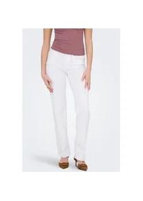 Straight-Jeans Only "ONLBLUSH MID STRAIGHT DNM DOT NOOS", Damen, Gr. L, L&auml;nge 34, wei&szlig;, Denim/Jeans, Obermaterial: 92% Baumwolle, 6% Elastomultiester, 2% Elasthan, unifarben, regular fit lang, Jeans Straight-Jeans, 5-Pocket Style