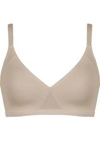B&uuml;gelloser BH Naturana "Modern Minimizer", Damen, Gr. 100, Cup E, beige (light beige), Obermaterial: 80% Polyamid, 20% Elasthan, unifarben, bequem, BHs, verstellbare Tr&auml;ger, ohne B&uuml;gel, feminin, bequem