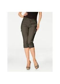 Caprihose Heine, Damen, Gr. 50, Normalgr&ouml;&szlig;en, gr&uuml;n (khaki), 98% Baumwolle, 2% Elasthan, unifarben, 3/4-L&auml;nge, Hosen Caprihose