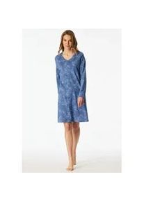 Nachthemd UNCOVER BY Schiesser "Uncover Nightwear", Damen, Gr. 42, N-Gr, blau (899, blau), Single Jersey, Obermaterial: 100% Baumwolle, bequem kniefrei, V-Ausschnitt, Kleider Nachthemd, Baumwolle, Single Jersey-Qulit&auml;t, V-Neck, weich, atmungsaktiv