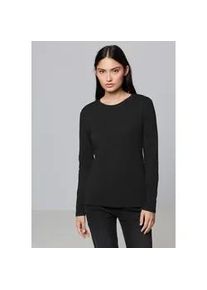 Langarmshirt STREET ONE STUDIO, Damen, Gr. 34, schwarz, Web, 48% Baumwolle, 47% Modal, 5% Elasthan, unifarben, normal normal, Rundhals, abgesteppt, Shirts Langarmshirt, im soften Baumwoll-Mix