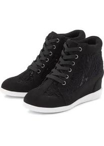 Sneaker Lascana "Freizeitschuh, Keilstiefelette, Stiefelette", Damen, Gr. 41, blau (schwarz), Obermaterial: 100% Textilmaterial. Decksohle: 100% Lederimitat. Futter: 100% Textilmaterial. Laufsohle: 100% Synthetik, unifarben, Basic, Schuhe Sneaker, mit innenliegendem Keilabsatz und Spitzendetails