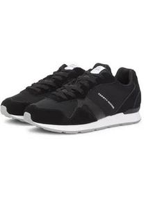 Sneaker Tommy Hilfiger "RUNNER ICON MIX", Herren, Gr. 45, schwarz, Leder, Textil, Schuhe Sneaker, Freizeitschuh, Halbschuh, Schn&uuml;rschuh mit seitlichem Logoschriftzug