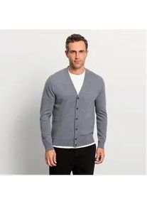 Sweatjacke OLYMP "OLYMP Casual Strick", Herren, Gr. 3XL, silbergrau, 100% Schurwolle, Sweatjacken Sweatjacke