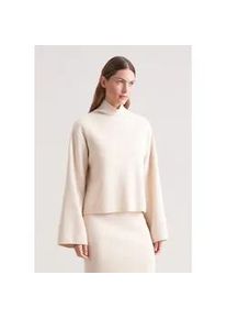 Strickpullover Seidensticker, Damen, Gr. L, ecru, 80% Wolle, 15% Polyamid, 5% Kaschmir, oversize, ohne Ausschnitt, Pullover Strickpullover, 1/1 Rollkragen