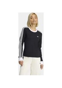 Langarmshirt Adidas ORIGINALS "3-STREIFEN LANG&Auml;RMLIGES, SCHMAL GESCHNITTEN", Damen, Gr. L, schwarz, wei&szlig;, Obermaterial: 93% Baumwolle, 7% Elasthan, Rundhals, Shirts Langarmshirt