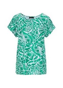 Print-Shirt GOLDNER "Kurzgr&ouml;&szlig;e Damen Oberteil Ethnoprint Kurzarm", Damen, Gr. 20, gr&uuml;n (gr&uuml;n, gemustert), Obermaterial: 95% Viskose CV. 5% Elasthan EL., figurumspielend, normales B&uuml;ndchen, Shirts, Druck mit Struktureffekt