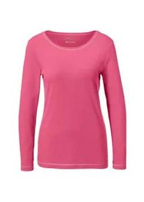 Kurzarmshirt GOLDNER "Kurzgr&ouml;&szlig;e Basic T-Shirt aus reiner Baumwolle", Damen, Gr. 24, pink (kamelie), Obermaterial: 100% Baumwolle CO., Sonstiges, Shirts, Ziern&auml;hte aus Glanzgarn am Ausschnitt und an den S&auml;ume