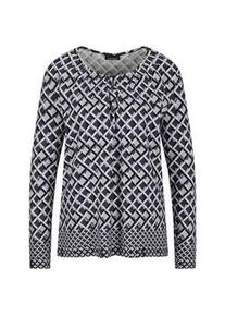 Print-Shirt GOLDNER "Grafisches Jersey-Shirt mit Rundhals", Damen, Gr. 38, lila (lila, gemustert), Obermaterial: 95% Viskose CV. 5% Elasthan EL., gerade, Shirts, Bord&uuml;re