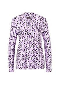Print-Shirt GOLDNER "Sch&ouml;nes Druckshirt mit au&szlig;ergew&ouml;hnlichem Ausschnitt", Damen, Gr. 52, lila (opalflieder, gemustert), Obermaterial: 95% Viskose CV. 5% Elasthan EL., Sonstiges, Shirts, Ausschnitt mit Knotendetail