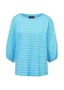 Kurzarmshirt GOLDNER "Shirt aus Effektgarn", Damen, Gr. 38, wei&szlig; (eisblau, wei&szlig;, geringelt), Obermaterial: 100% Baumwolle CO., Gummizug, Shirts, Fledermaus&auml;rmel