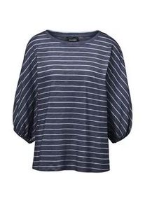 Kurzarmshirt GOLDNER "Shirt aus Effektgarn", Damen, Gr. 42, blau (marine, wei&szlig;, geringelt), Obermaterial: 100% Baumwolle CO., Gummizug, Shirts, Fledermaus&auml;rmel