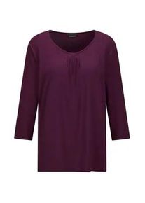 Kurzarmshirt GOLDNER "Kurzgr&ouml;&szlig;e Viskose-Oberteil mit Halbarm", Damen, Gr. 23, rot (bordeaux), Obermaterial: 95% Viskose CV. 5% Elasthan EL., Modisch, Shirts, Falten