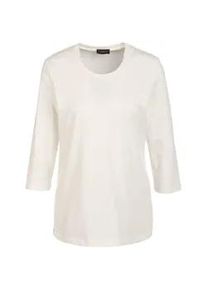 3/4-Arm-Shirt GOLDNER "Geschm&uuml;cktes Rundhalsshirt aus Pima-Baumwolle", Damen, Gr. 50, beige (cremewei&szlig;), Obermaterial: 95% Baumwolle CO. 5% Elasthan EL., normal, Tubular, Shirts 3/4-Arm-Shirt, Mit Schmucksteinchen veredelt