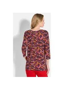 Print-Shirt GOLDNER "Florales Viskoseshirt mit Rundhals", Damen, Gr. 46, rot (rot, gemustert), Obermaterial: 95% Viskose CV. 5% Elasthan EL., Modisch, Shirts, Bindeb&auml;ndchen
