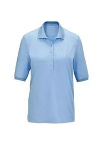 Poloshirt GOLDNER "Kurzgr&ouml;&szlig;e Poloshirt in hochwertiger Qualit&auml;t", Damen, Gr. 25, blau (himmelblau), Obermaterial: 94% Baumwolle CO. 6% Elasthan EL., Rippe, Shirts, Ohne