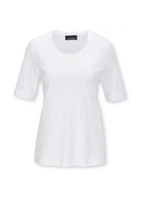 Langarm-Poloshirt GOLDNER "Kurzgr&ouml;&szlig;e Basic Baumwollshirt mit kurzem Arm", Damen, Gr. 22, wei&szlig;, Obermaterial: 100% Baumwolle CO., normal, Sonstiges, Shirts, Ohne