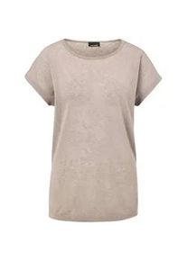 Kurzarmshirt GOLDNER "Shirt in Leinenoptik", Damen, Gr. 38, grau (kiesel), Obermaterial: 80% Polyester PES. 20% Viskose CV., figurumspielend, Sonstiges, Shirts, U-Boot-Ausschnitt