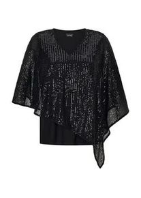 Kurzarmshirt GOLDNER "Kurzgr&ouml;&szlig;e Elegantes, semitransparentes Oberteil", Damen, Gr. 21, schwarz, Obermaterial: 90% Polyamid PA. 10% Elasthan EL., Shirts, Pailletten