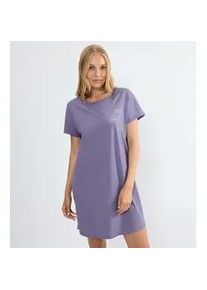 Nachthemd Triumph "Nightdresses NDK X", Damen, Gr. 48, N-Gr, lila, Jersey, Obermaterial: 100% Baumwolle, bequem kniefrei, Rundhals, Kleider Nachthemd, weich, atmungsaktiv, gerippter Rundhalsausschnitt, Kurzarm