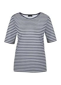 Kurzarmshirt GOLDNER "Kurzgr&ouml;&szlig;e Stilvolles Streifenshirt f&uuml;r Damen", Damen, Gr. 25, schwarz (schwarz, wei&szlig;, geringelt), Obermaterial: 92% Viskose CV. 8% Elasthan EL., gerade, Gerade, Shirts, Blende