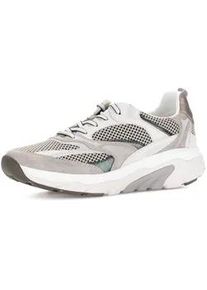 Gabor Keilsneaker ROLLINGSOFT, Damen, Gr. 40, beige kombiniert, Kalbsleder, Textil, Ziegenveloursleder, Schuhe Sneaker, Freizeitschuh, Halbschuh, Schn&uuml;rschuh mit rollingsoft-Laufsohle