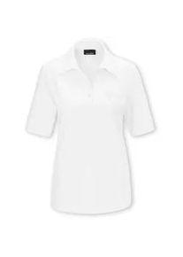 Poloshirt GOLDNER "Stretchbequemes Poloshirt", Damen, Gr. 40, wei&szlig;, Obermaterial: 95% Baumwolle CO. 5% Elasthan EL., Tubular, Shirts, Tonige Kn&ouml;pfe in Perlmuttoptik