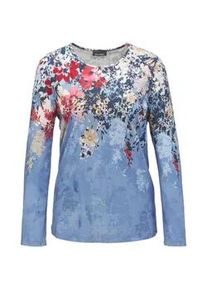 Print-Shirt GOLDNER "Attraktives Druckshirt in einzigartigem Look", Damen, Gr. 46, blau (rot, rauchblau, gemustert), Obermaterial: 95% Viskose CV. 5% Elasthan EL., normal, Sonstiges, Shirts, Ohne