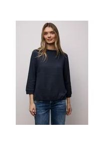 Langarmshirt Street One, Damen, Gr. 42, shadowed navy, Web, 55% Baumwolle, 43% Polyester, 2% Elasthan, unifarben, comfort fit normal, Rundhals, B&uuml;ndchen, Shirts Langarmshirt, im soften Baumwoll-Mix