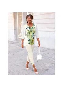 Longbluse Lady, Damen, Gr. 54, pistazie, zitrone, bedruckt, 100% Polyester, gebl&uuml;mt, gemustert, mehrfarbig, V-Ausschnitt, Blusen Longbluse