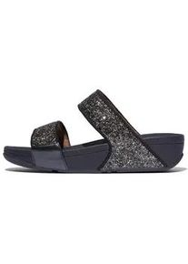 Pantolette fitflop "LULU MULTI-TONAL GLITTER", Damen, Gr. 41, blau (midnight navy glitter), Synthetik, Glitzer, Schuhe Pantolette, Badeschuh, Slides, Sandale mit Glitter