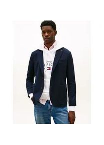 Sakko Tommy Hilfiger "DC PUNTO MILANO", Herren, Gr. 52, schwarz night navy, Strick, Obermaterial: 75% Polyester, 22% Viskose, 3% Elasthan, regular fit, 1-Knopf-Manschette, Sakkos Sakko, regular fit, teilweise gef&uuml;ttert