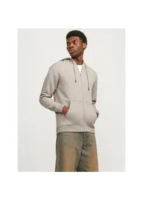 Jack & Jones Kapuzensweatjacke JACK & JONES "JJEBRADLEY mit Kapuze, ideal f&uuml;r kalte Jahreszeit", Herren, Gr. L, gelb (moonbeam), angeraute Sweatware, Obermaterial: 61% Polyester, 39% Baumwolle, unifarben, loose fit taillenbedeckt, ohne Ausschnitt, Rippb&uuml;ndchen, Sweatjacken, Materialmix, relaxed fit