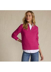 LANDS' END Merino-Pullover mit Rei&szlig;verschluss, Damen,  Pink, Wolle, by Lands' End