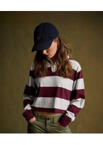 Superdry Damen Athletic Essentials Gestreiftes Rugby-oberteil in Cropped-l&auml;nge Red - Gr&ouml;&szlig;e: 40 2103026700144K7X019