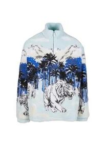 Sweater Karl Kani "Karl Kani KK Metal Signature Ice Tiger Teddy Troyer", Herren, Gr. XS, blau, wei&szlig;, grau, 100% Polyester, Sweatshirts Sweater
