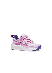 Sneaker Geox "J PRO-RAN GIRL", M&auml;dchen, Gr. 31, pink, wei&szlig;, Synthetik, Textil, Mesh, kontrastfarbene Details, Schuhe Sneaker, Slipper mit Klettverschluss, Gr&ouml;&szlig;enschablone zum Download