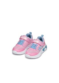 Sneaker Geox "J ASSISTER GIRL", M&auml;dchen, Gr. 32, rosa, hellblau, Synthetik, Textil, kontrastfarbene Details, Basic, Schuhe Sneaker, Halbschuh, Freizeitschuh mit Klettverschluss und Blinkfunktion