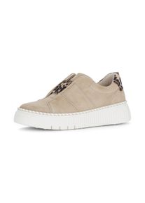 Plateausneaker Gabor, Damen, Gr. 38, beige, Ziegenveloursleder, Schuhe Plateausneaker, Freizeitschuh, Halbschuh, Slipper mit Gummizug-Band &uuml;ber dem Rist