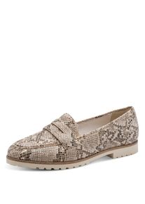 Slipper Tamaris, Damen, Gr. 39, beige snake, Textil, Reptilienpr&auml;gung, Schuhe Slipper, Blockabsatz, Schlupfschuh, Businessschuh im angesagten Animal-Look